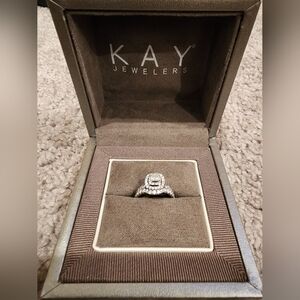 14K White Gold Neil Lane Princess-Cut Double Halo Bridal Set